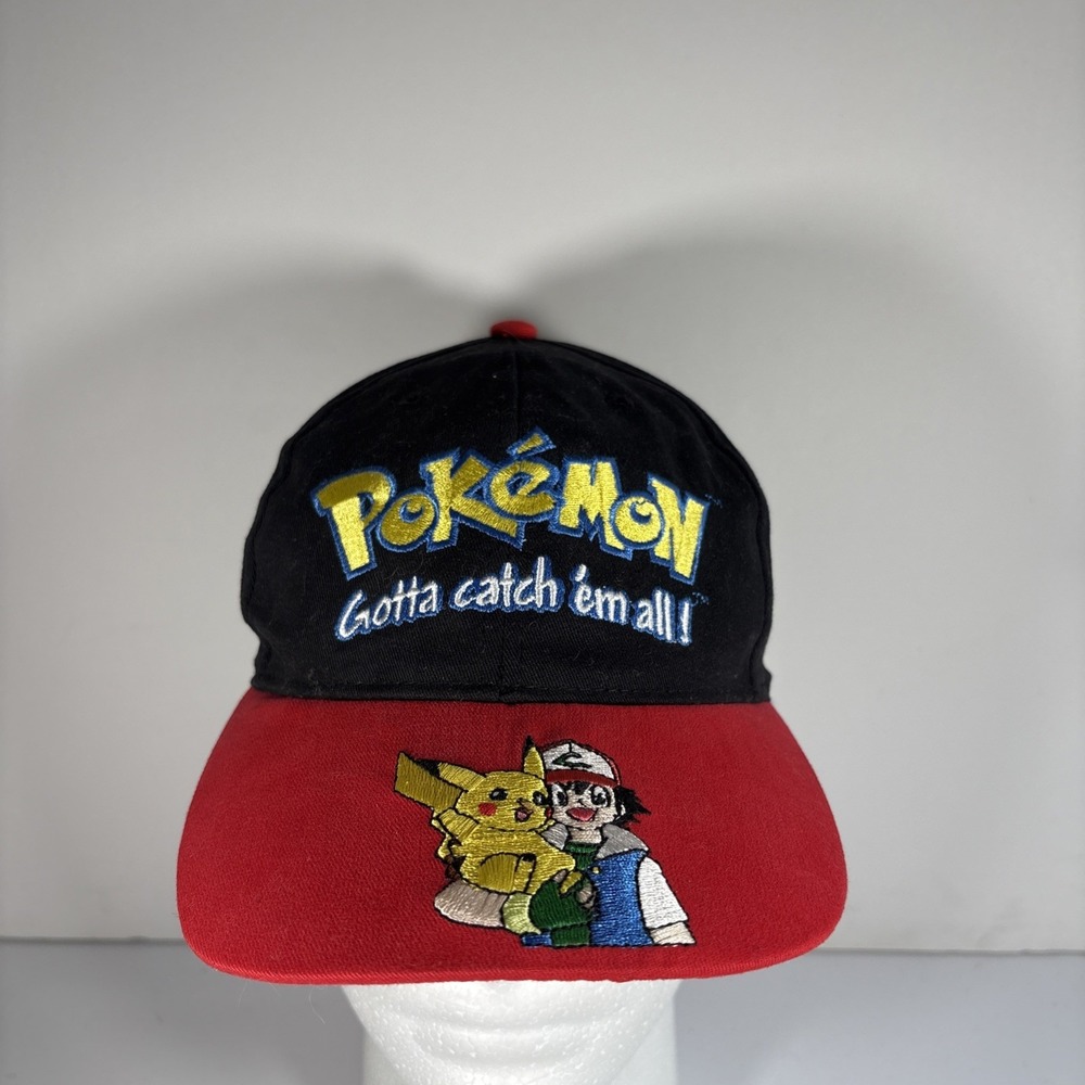 Vintage Pokemon Gotta Catch 'Em All Pikachu & Ash Strap Back Hat *Read*‎